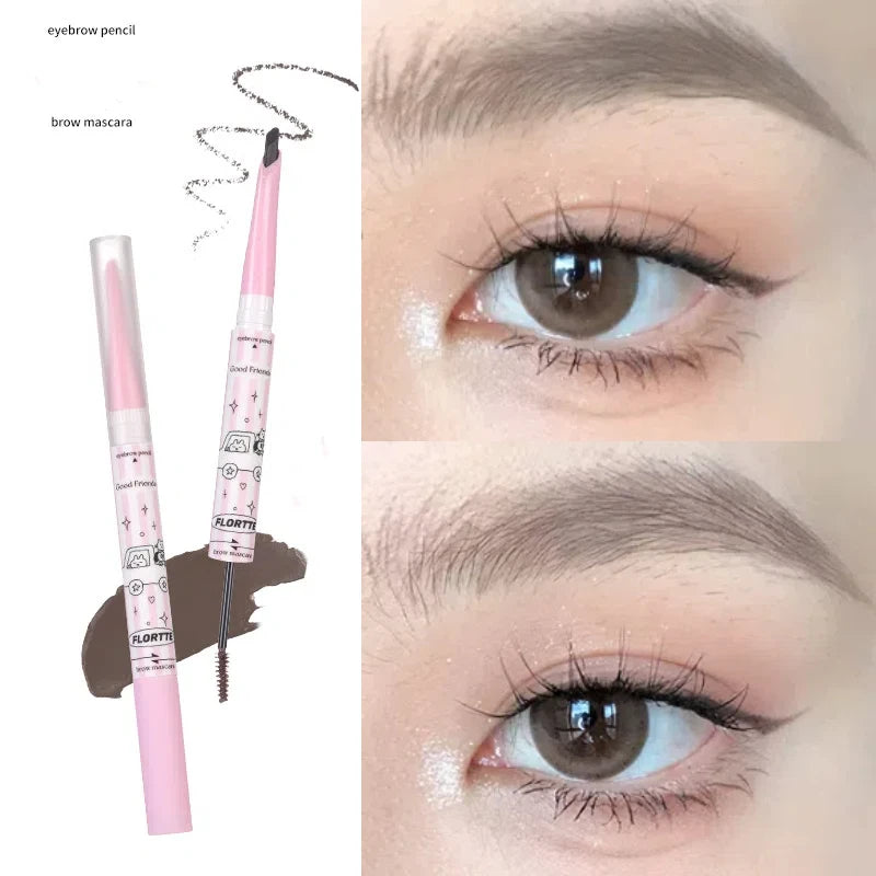 FLORTTE Double-Head Waterproof Eyebrow Pencil & Cream – Matte Eyebrow Pencil PRIMED