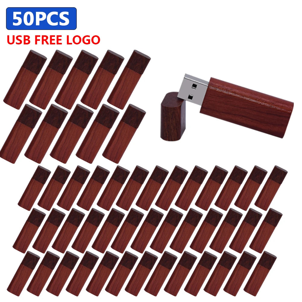 Wooden USB Flash Drive Custom Logo Bulk 4GB–64GB | 10/30/50 Pack