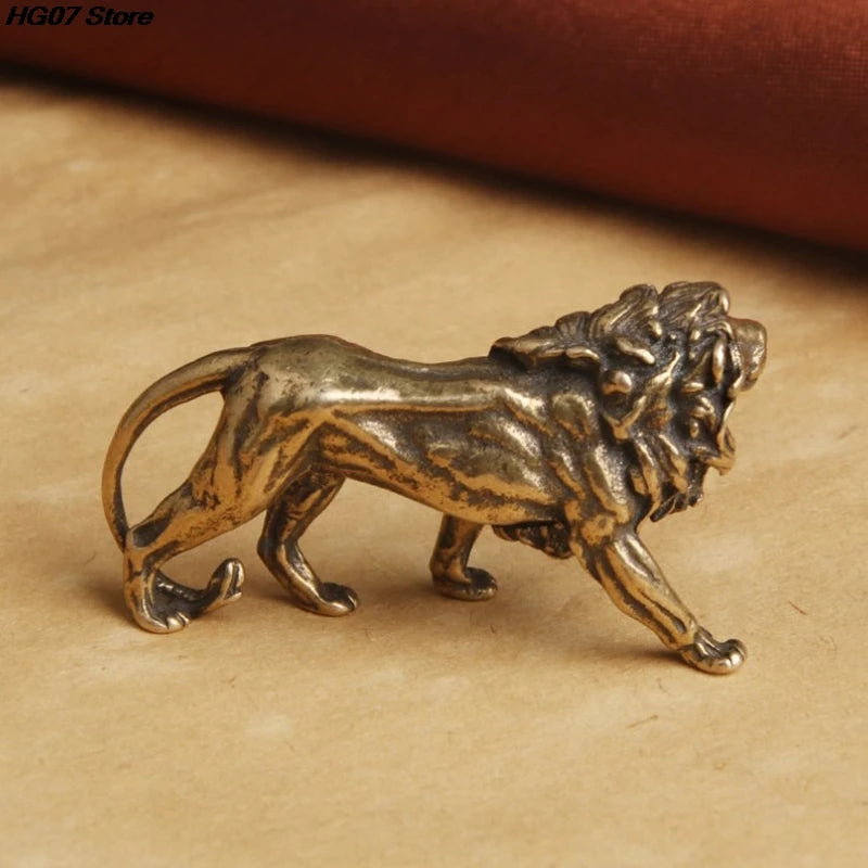 Vintage Brass Lion Miniature Figurine | Desk & Home Decor Statue