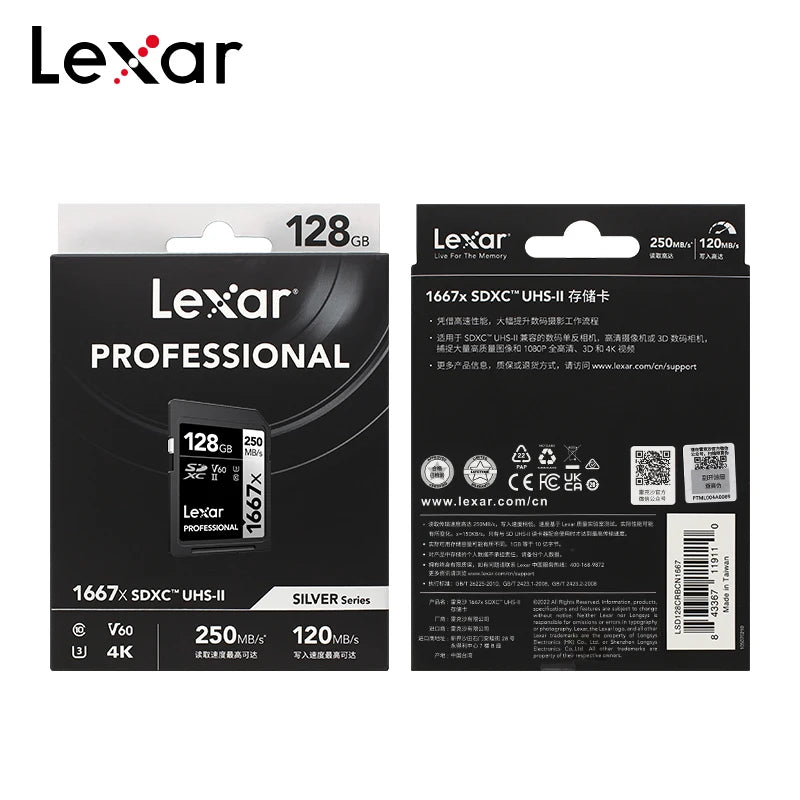 Lexar 1667x UHS-II V60 SDXC Card | 4K Video | 250MB/s SD Memory Card PRIMED