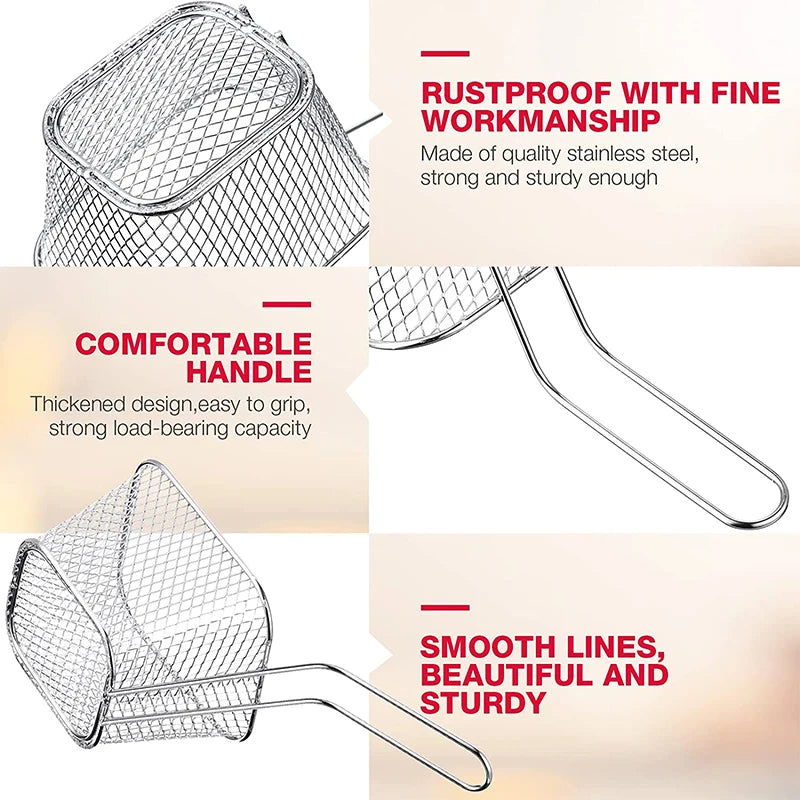 LMETJMA Mini Square Stainless Steel French Fry Basket | JT94 Deep Fry Basket PRIMED