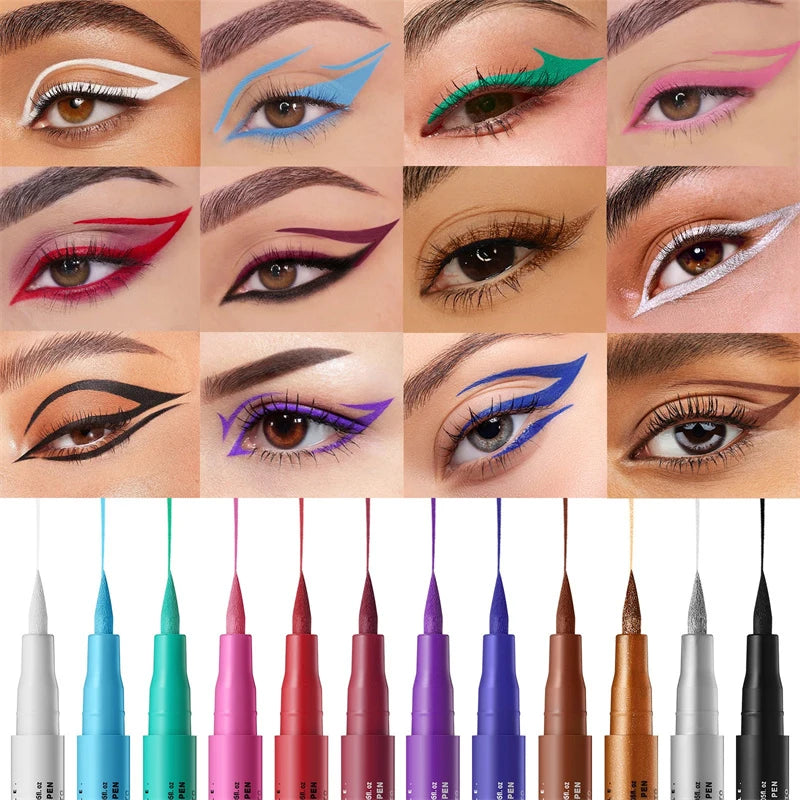 Waterproof Liquid Eyeliner Pen – 12 Matte Colors