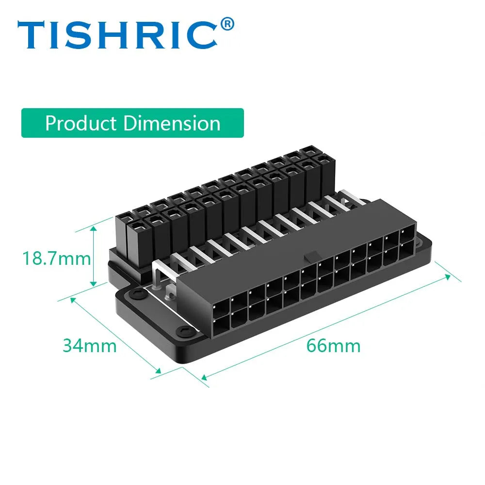 TISHRIC ATX 24-Pin 90° Motherboard Power Adapter | Desktop PC PC Power Adapter PRIMED