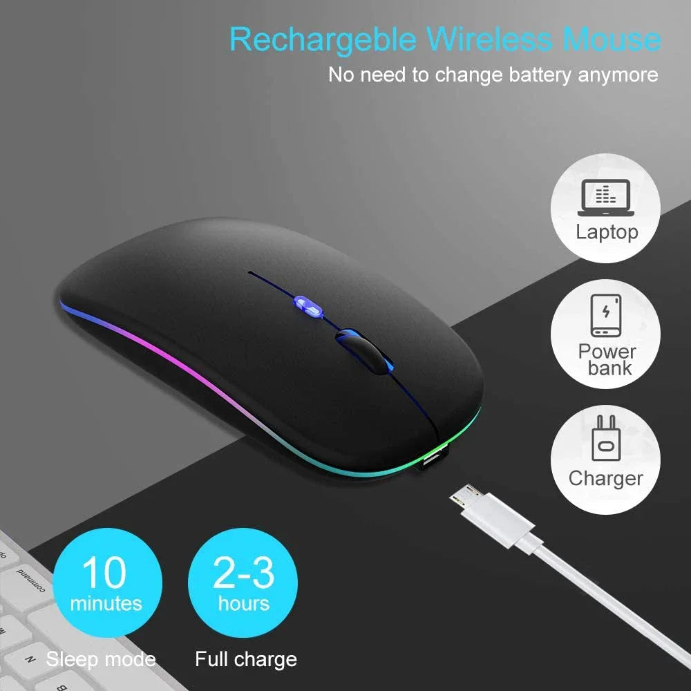 Wireless Bluetooth RGB Mouse – Silent, Rechargeable, LED Backlit Wireless Gaming Mouse PRIMED