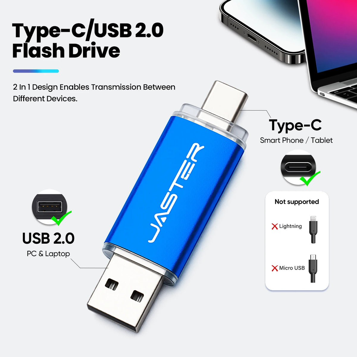 Type-C USB Flash Drive 4GB–128GB | Free Custom Logo Black USB Flash Drive PRIMED