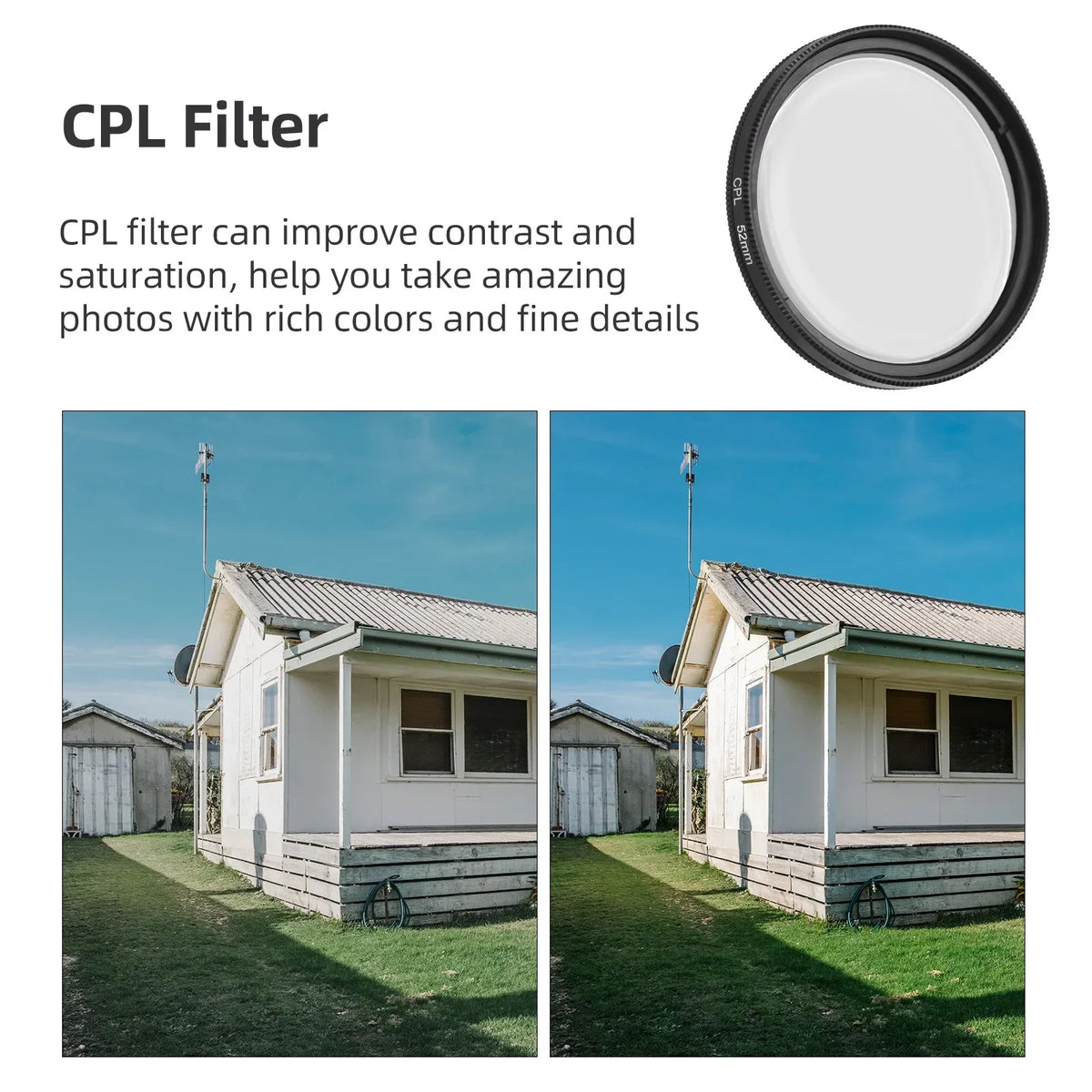 52mm CPL Filter Clip-On Lens for Smartphones | Maerknon Phone Camera Filter PRIMED