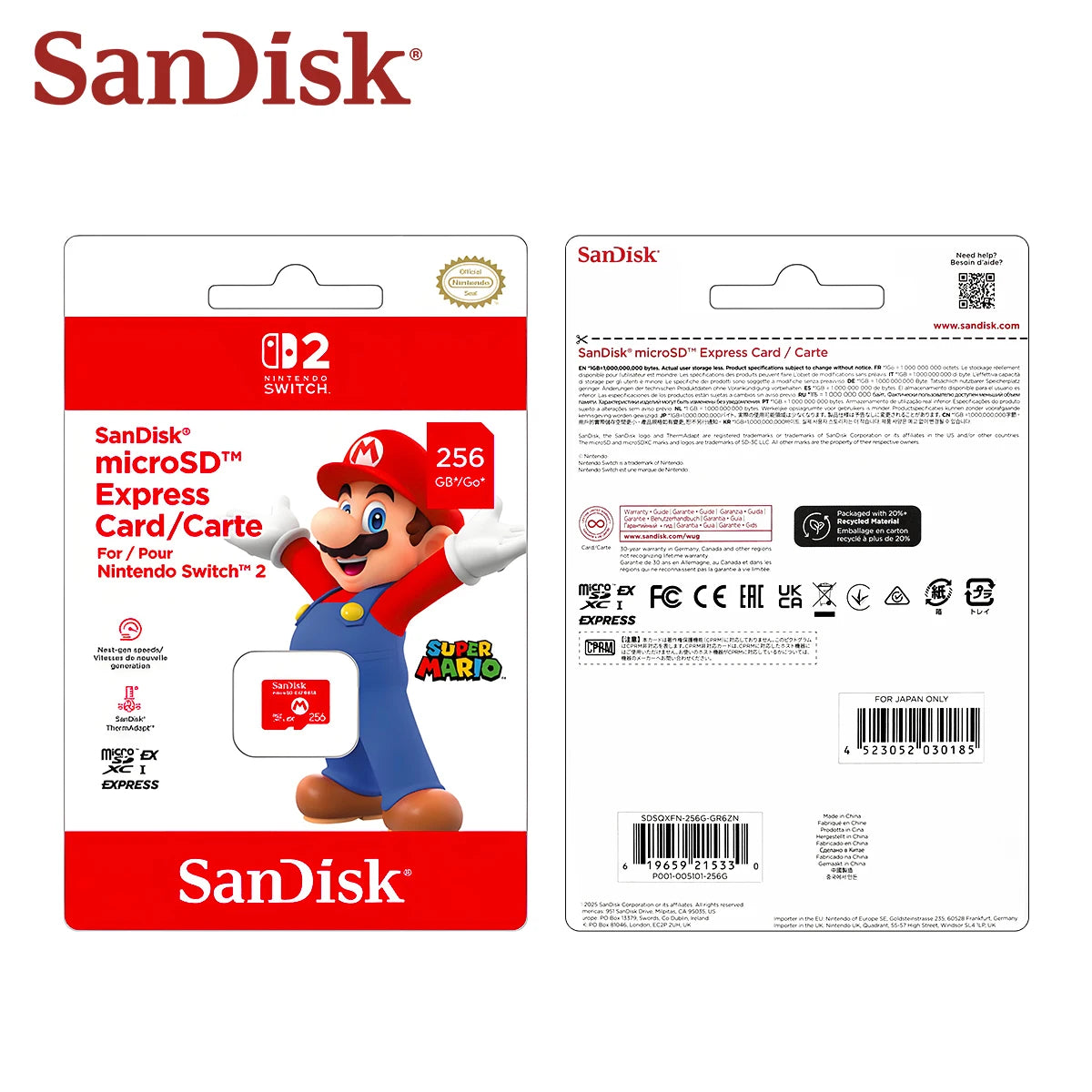 SanDisk 256GB MicroSDXC Express Card – Nintendo Switch 2 MicroSD Memory Card PRIMED