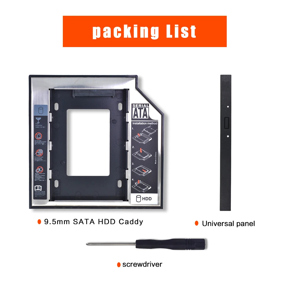 TISHRIC HDD Caddy 9.5mm 12.7mm SATA SSD Hard Drive Enclosure HDD Caddy Enclosure PRIMED