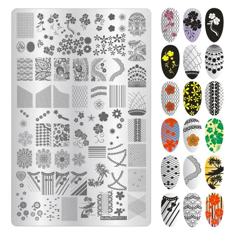 Plus Size Nail Stamping Plates – Multi-Image Stainless Steel Nail Stamping Plate PRIMED 14