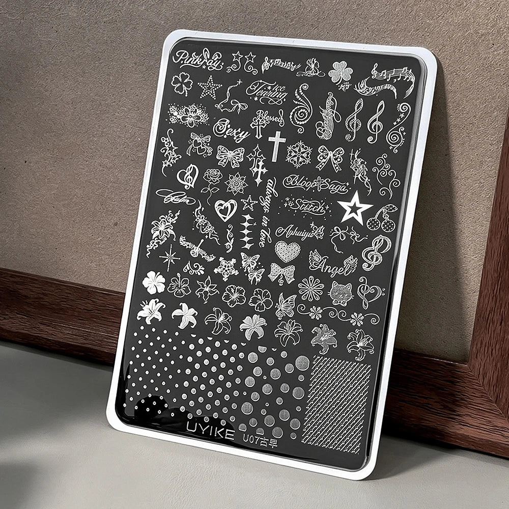Retro Floral Nail Stamping Plate – Lily, Bows & Polka Dots