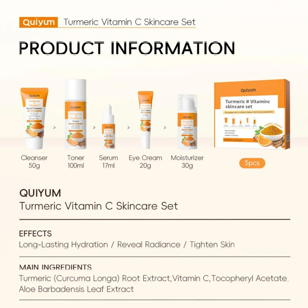 Vitamin C Turmeric 5-Piece Facial Skincare Set | Hydrating Kit