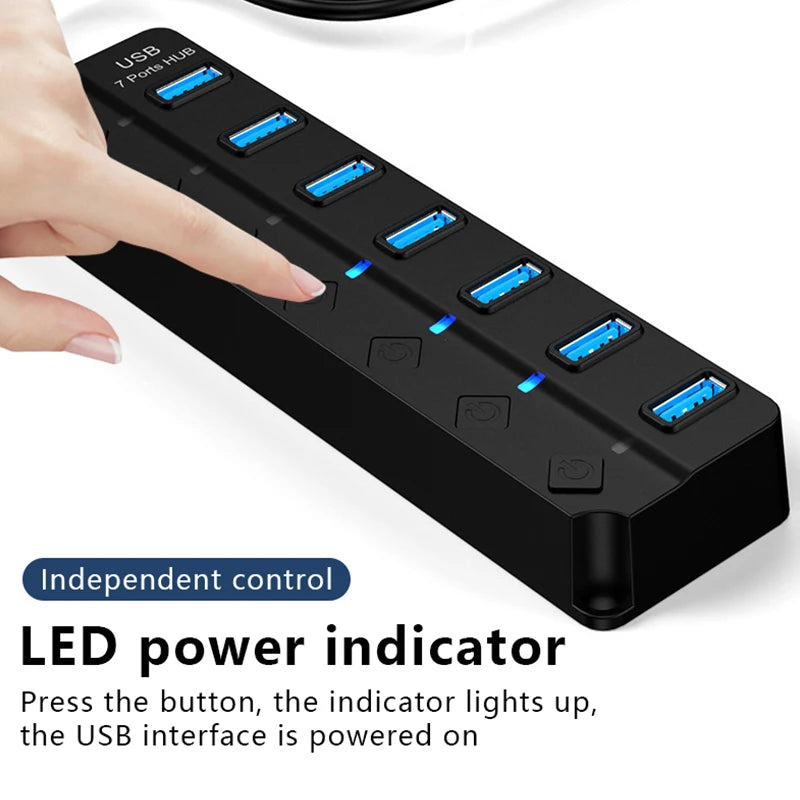 UTHAI 7-Port USB 3.0 Hub – High-Speed Laptop Splitter