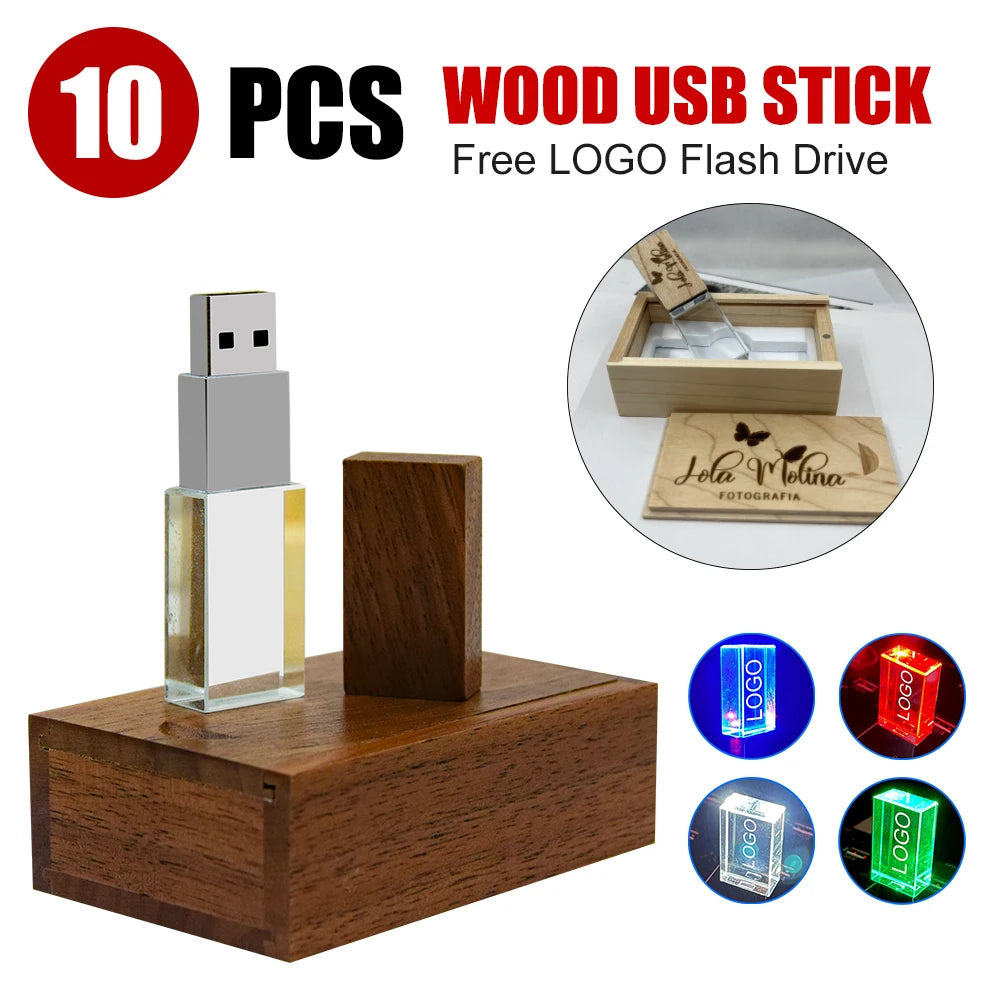 10-Pack Crystal USB Flash Drives | Custom Logo Wedding Gift Crystal USB Flash Drive PRIMED