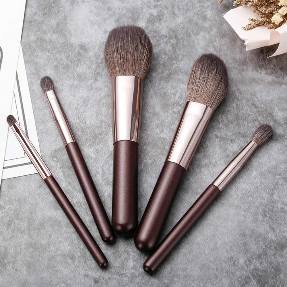 5-Piece Travel Makeup Brush Set – Goat Hair & Wood Handle