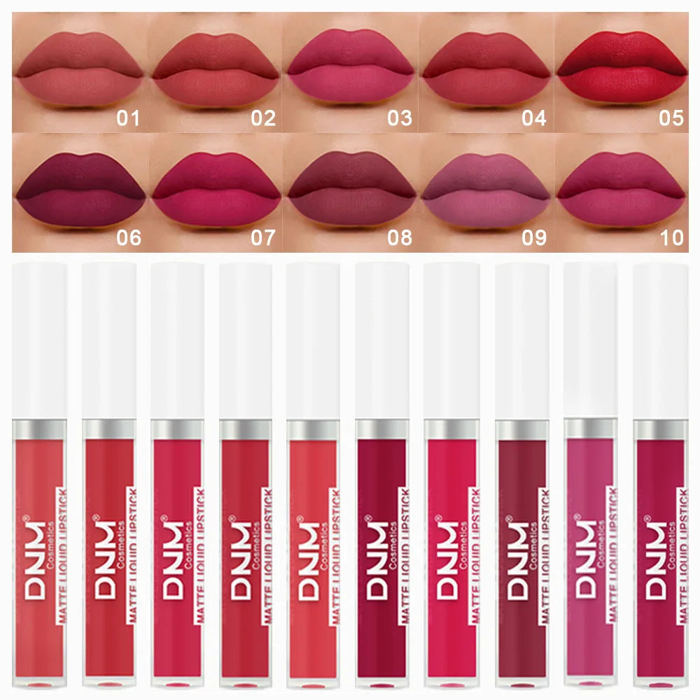 DNM Matte Liquid Lipstick 19 Colors – Waterproof Velvet Lip Tint Liquid Lipstick PRIMED