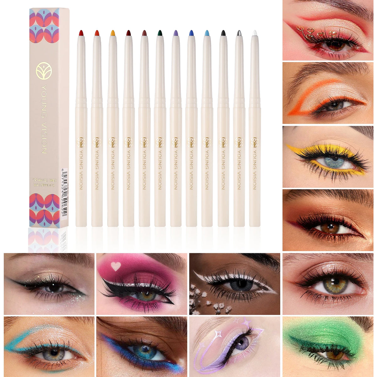 Waterproof Gel Eyeliner Pencil – 12 Colors Matte & Shimmer