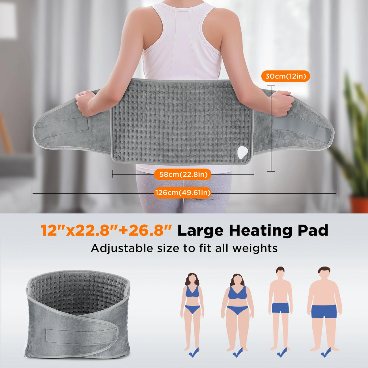 Hailicare Electric Heating Pad – 9-Level Waist & Back Warmer Electric Heating Pad PRIMED