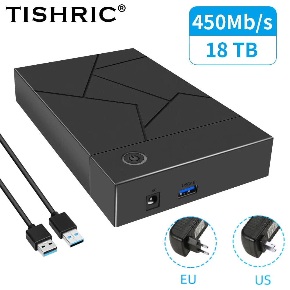 TISHRIC 3.5" HDD Enclosure SATA to USB 3.0 | Up to 18TB HDD Enclosure PRIMED