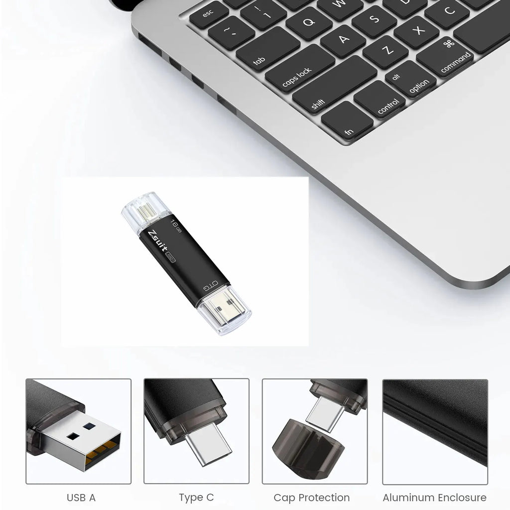 Z-SUIT 2-in-1 USB Type-C & USB 3.0 Metal Flash Drive 128GB USB Flash Drive PRIMED