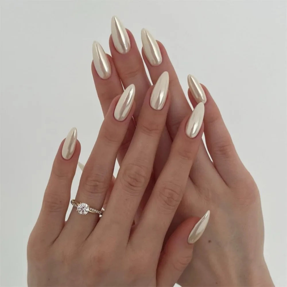 Aurora French Almond Press-On Nails 24pc – Long False Nail Tips
