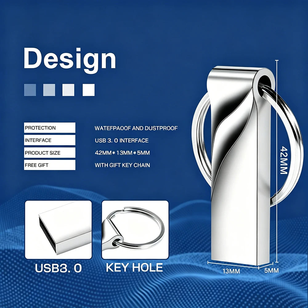 JASTER Metal USB 3.0 Flash Drive 8GB–128GB Gold Mini Pen Drive USB Flash Drive PRIMED