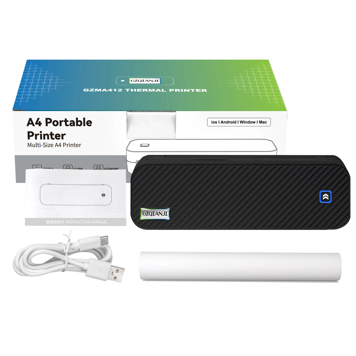 Portable A4 Bluetooth Thermal Printer | Inkless PDF & Doc Thermal Printer PRIMED BK Printer