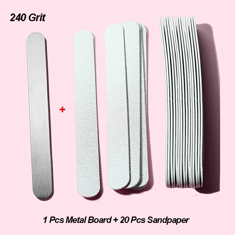 Nail File Set Metal Handle 100/180 Grit – 10 or 20 Pcs Nail File Set PRIMED 20pcs Grit 240