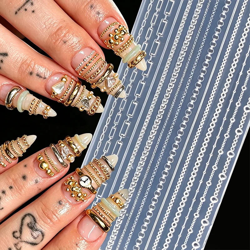 Silicone Chain Nail Art Mold – UV Pearl Bead DIY Manicure