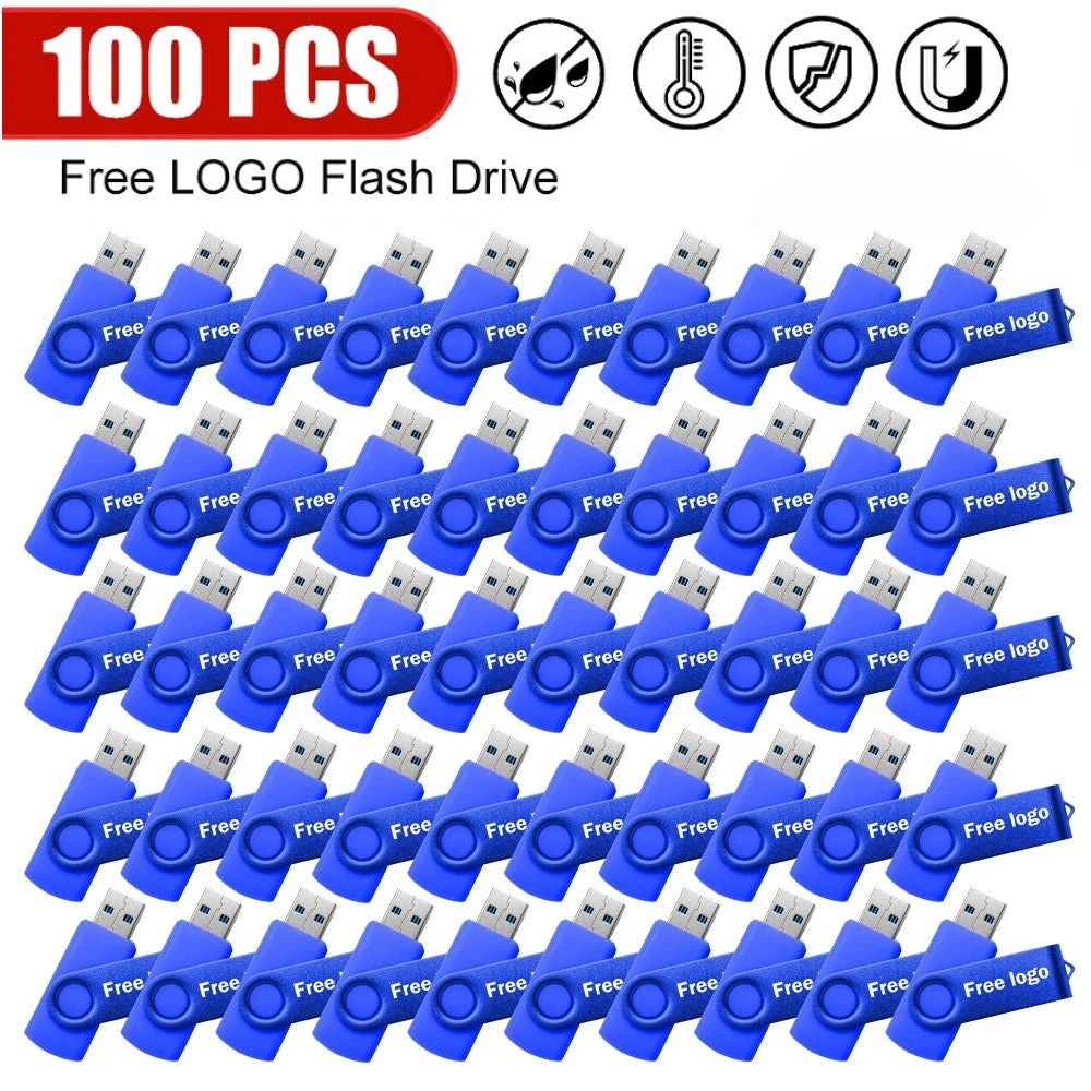 100-Pack Custom Logo USB Flash Drives 256MB–64GB | Bulk Gift USB Flash Drive PRIMED