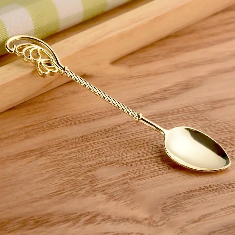 Vintage Mirror-Polished Coffee Spoons Set of 2 | Zinc Alloy
