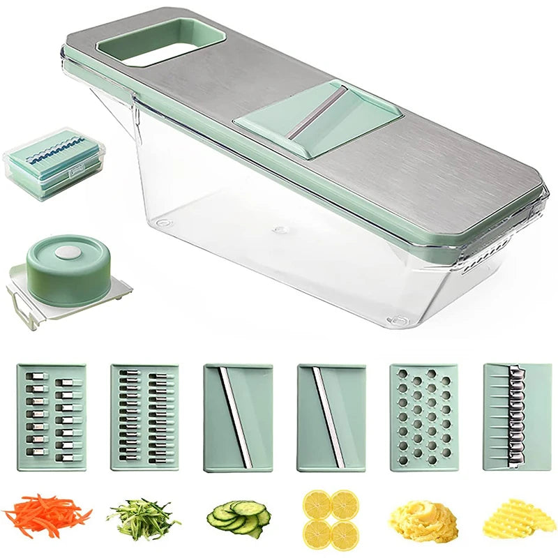 LMETJMA 6-in-1 Mandoline Vegetable Slicer & Julienne Shredder Mandoline Vegetable Slicer PRIMED