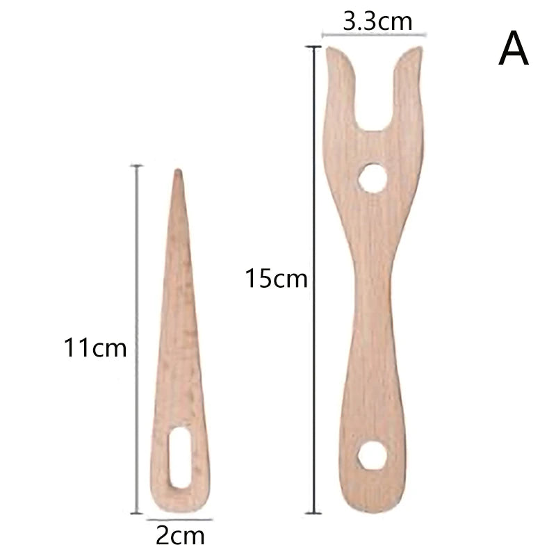 Wooden Knitting Fork & Large Eye Needle Set | DIY Craft Kit
