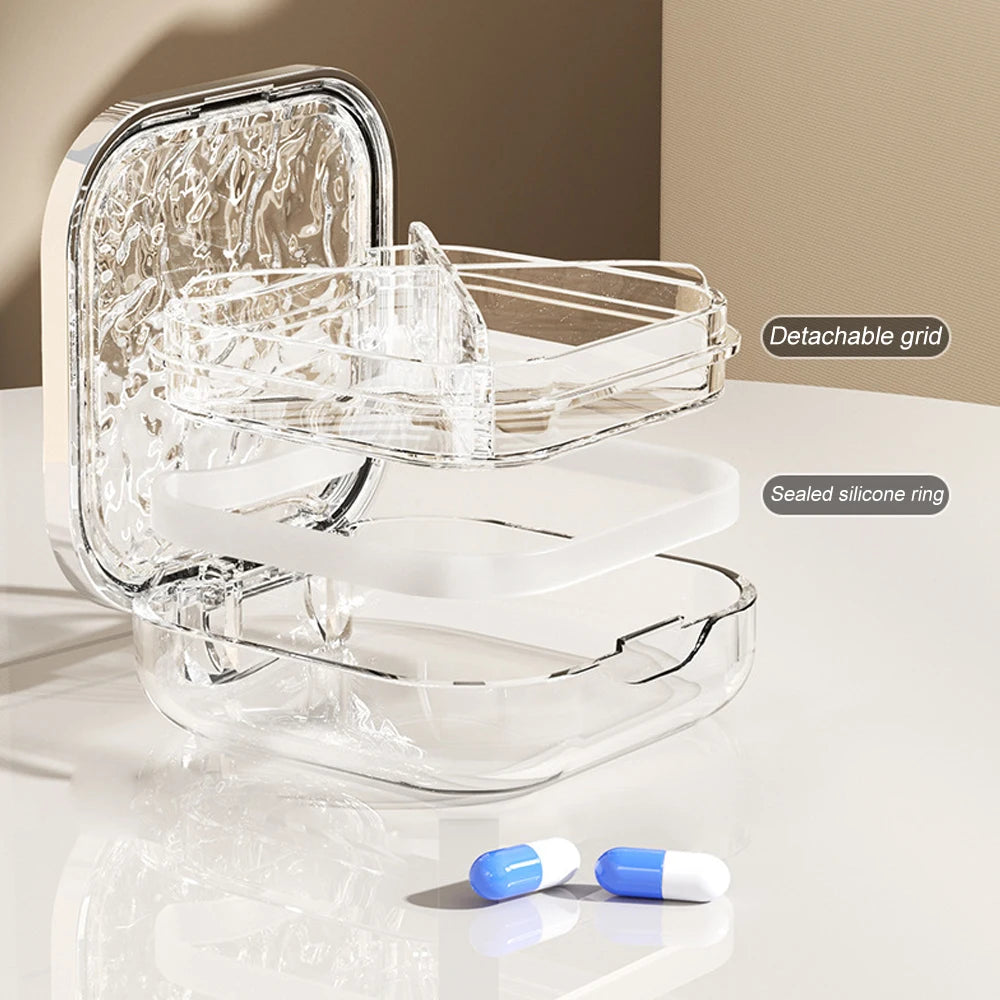 Travel Pill Organizer – 4-Compartment Watertight Portable Case