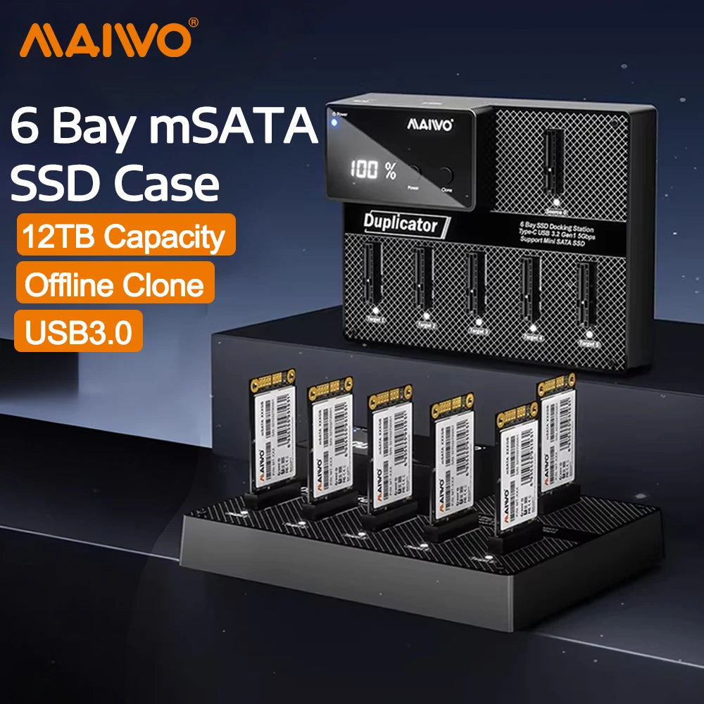 MAIWO 6-Bay mSATA SSD Docking Station & Cloner USB 3.0 SSD Docking Station PRIMED
