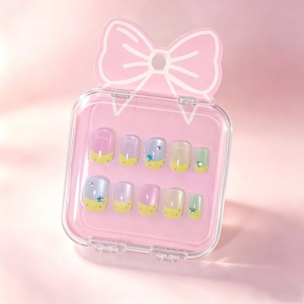 Kids Cat's Eye Press On Nails – Cute Detachable 10pc Set