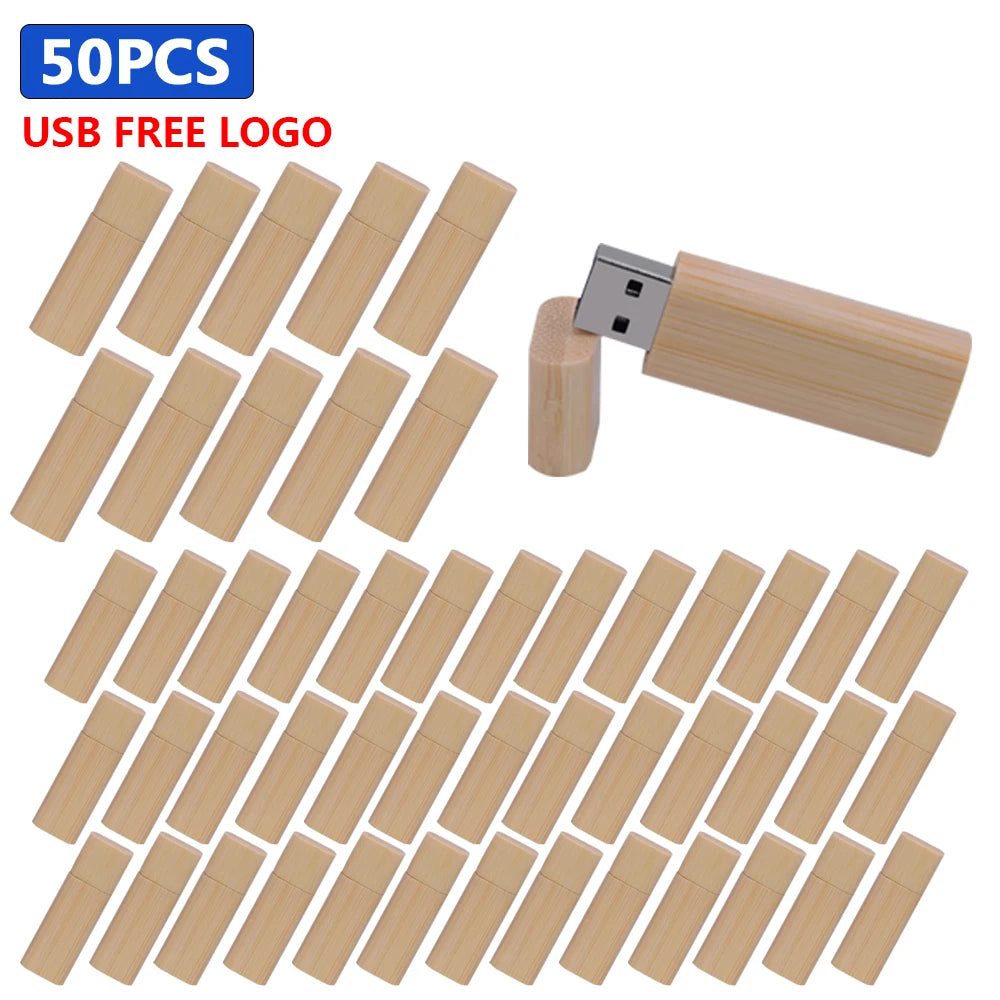 Wooden USB Flash Drive Custom Logo Bulk 4GB–64GB | 10/30/50 Pack