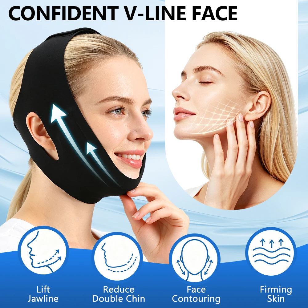 V-Line Face Lifting Bandage – Hot & Cold Gel Pack Jaw Shaper Face Contouring Wrap PRIMED