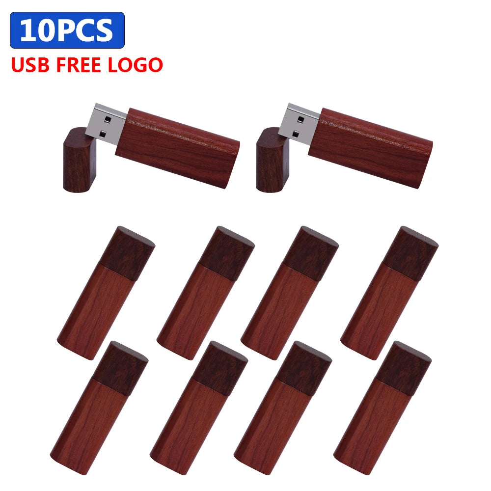 Wooden USB Flash Drive Custom Logo Bulk 4GB–64GB | 10/30/50 Pack