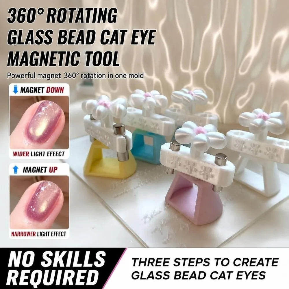 Rotatable Cat Eye Nail Art Magnet Tool – Flower DIY Design
