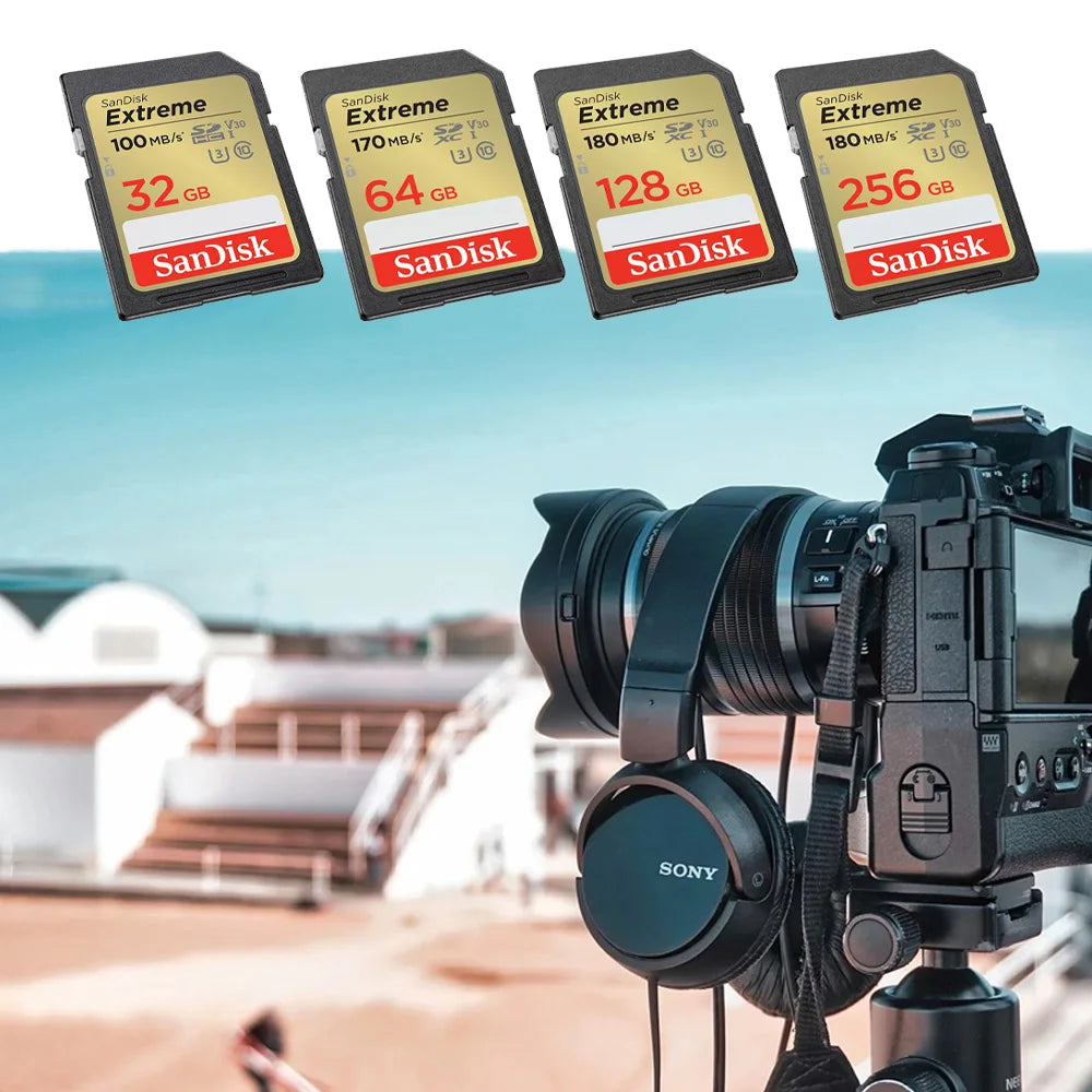 SanDisk SD Card 32–256GB U3 V30 4K | DSLR Camera Memory SD Memory Card PRIMED
