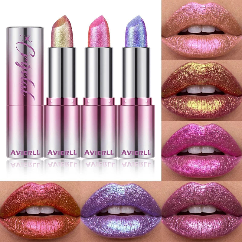 6-Color Polarized Shimmer Metallic Lipstick – Glitter Lip Tint