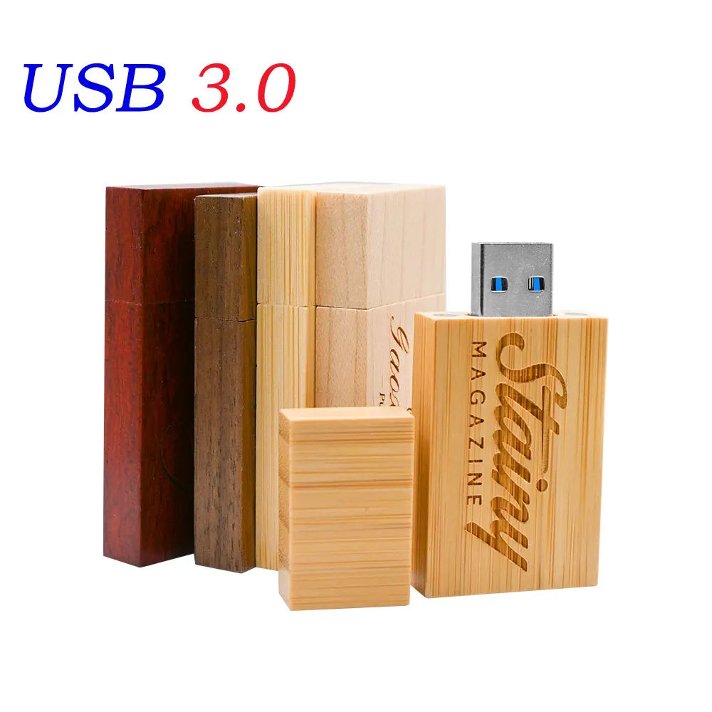 30-Pack Custom Logo Rose Wood USB 3.0 Flash Drives 4–32GB USB Flash Drive PRIMED