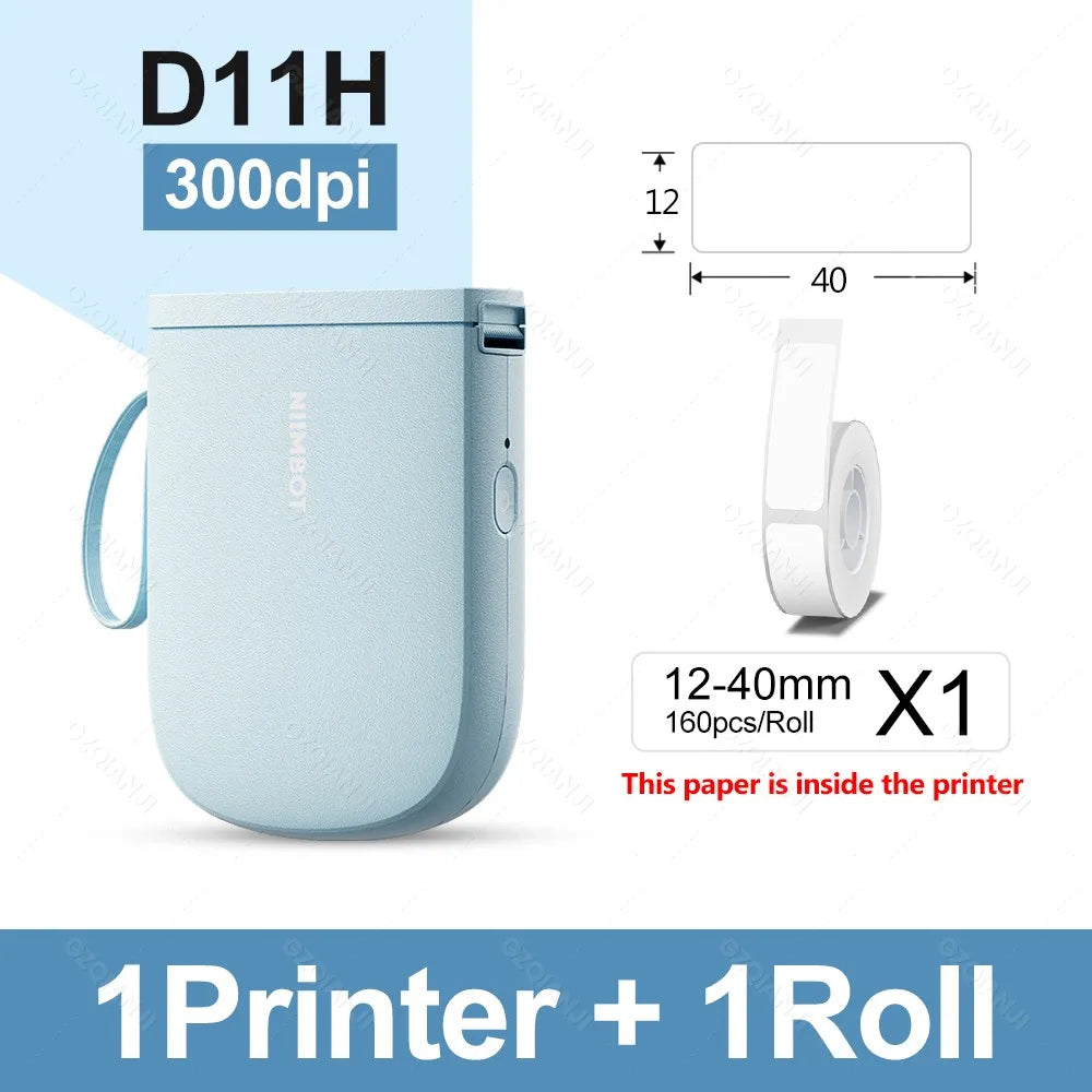 Niimbot D11H 300DPI Bluetooth Portable Thermal Label Printer Thermal Label Printer PRIMED BL Add 1Roll