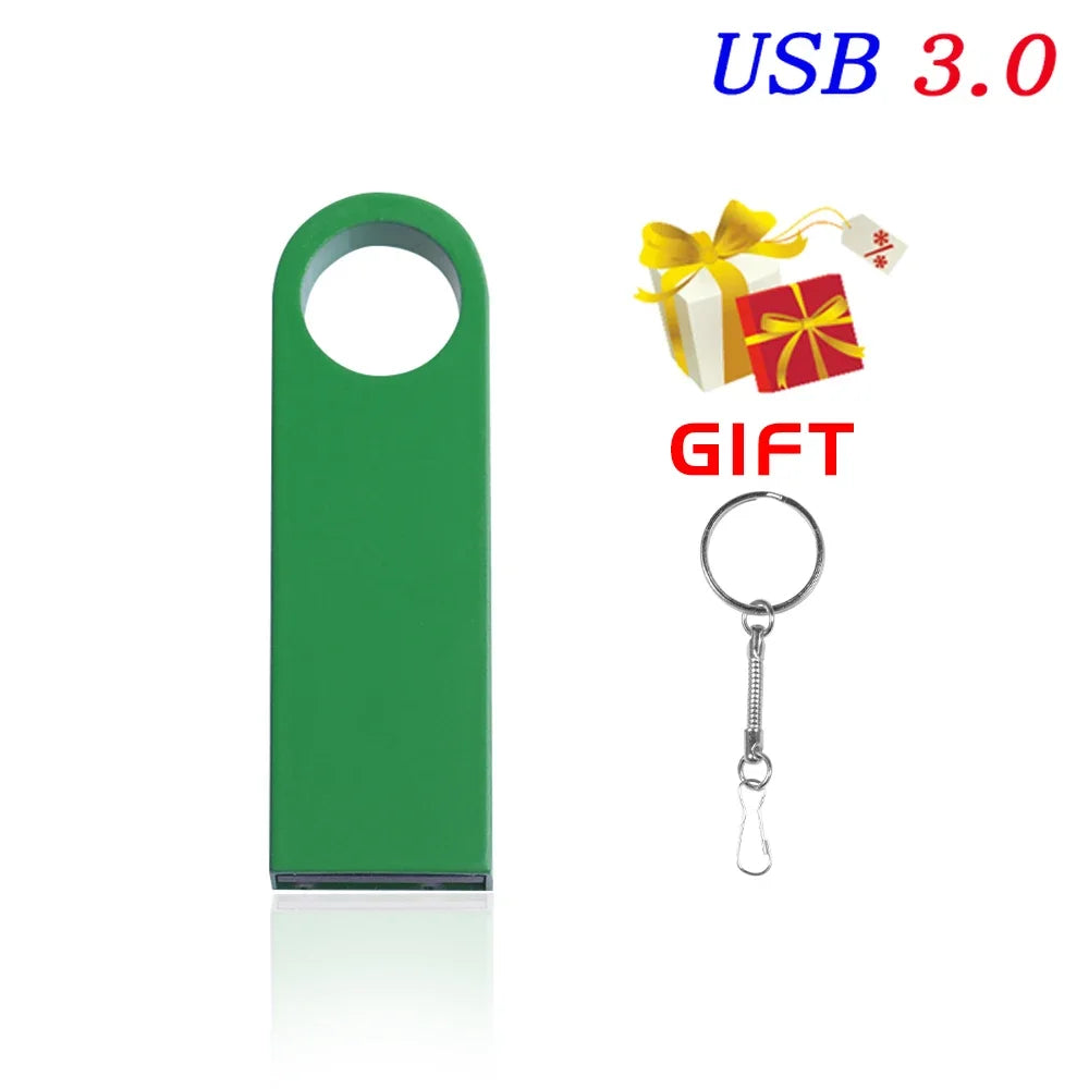 JASTER USB 3.0 Metal Keychain Flash Drive 8GB–128GB USB Flash Drive PRIMED Green 4GB