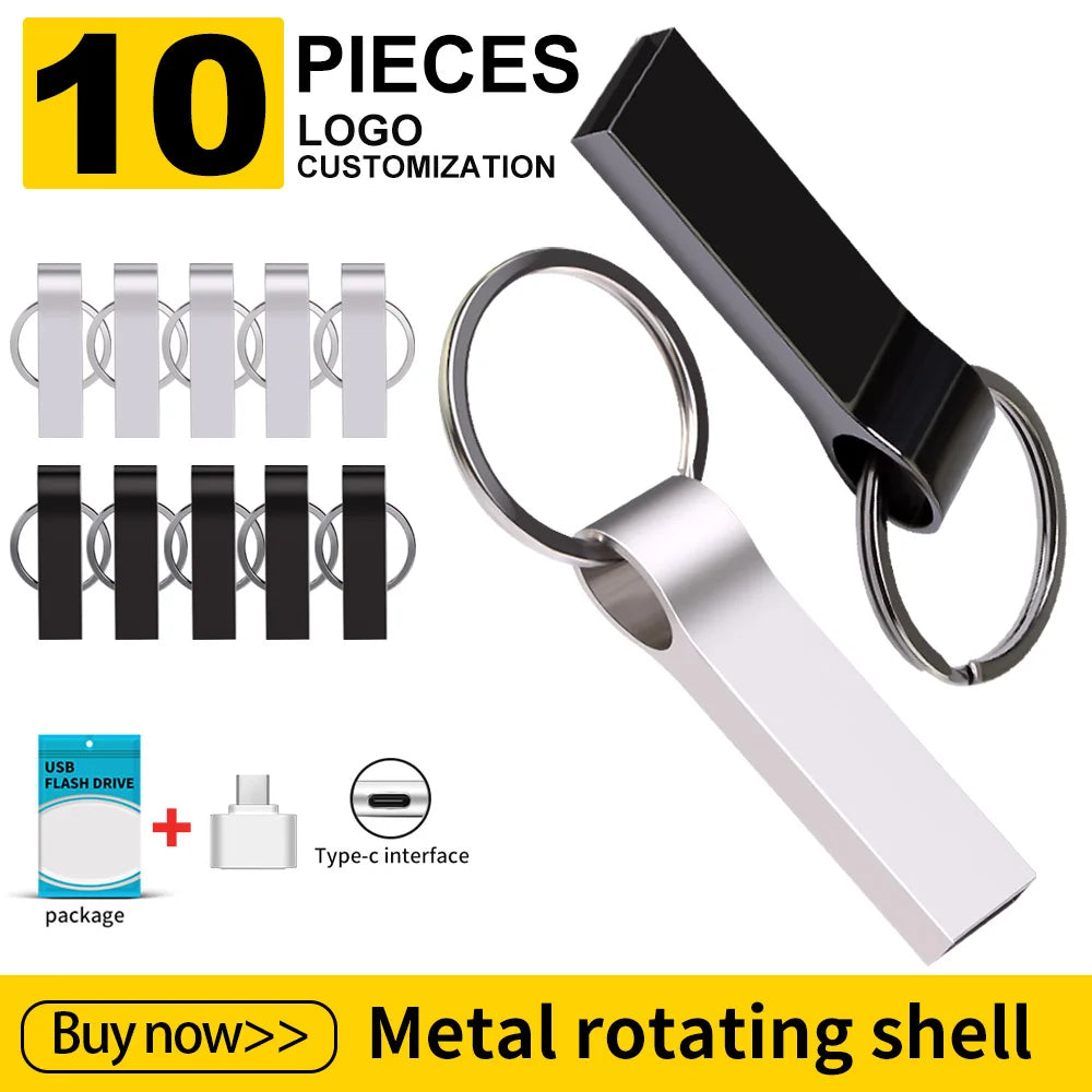 Zsuit 10-Pack Metal USB Flash Drives 3.0 | Custom Logo | 16–128GB