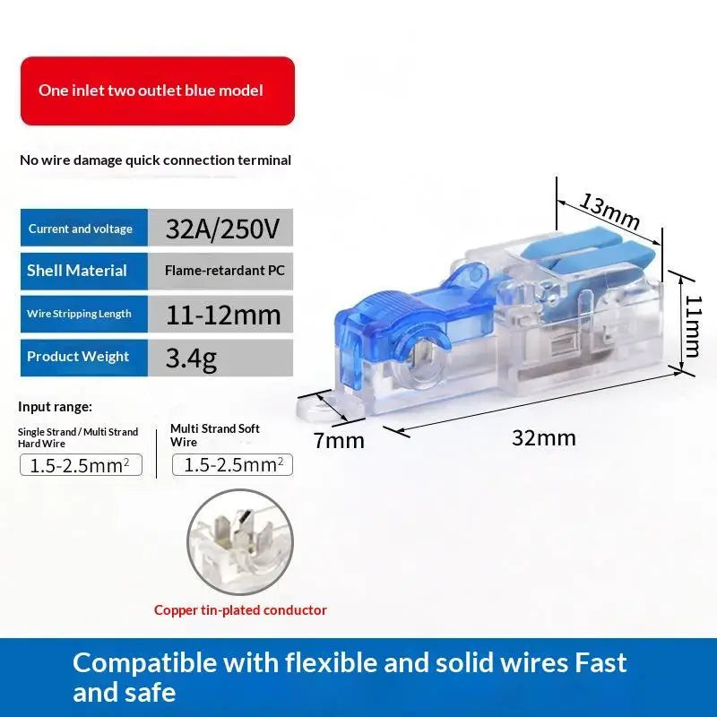 T-Type No-Strip Wire Connector | Quick Branch Terminal Block