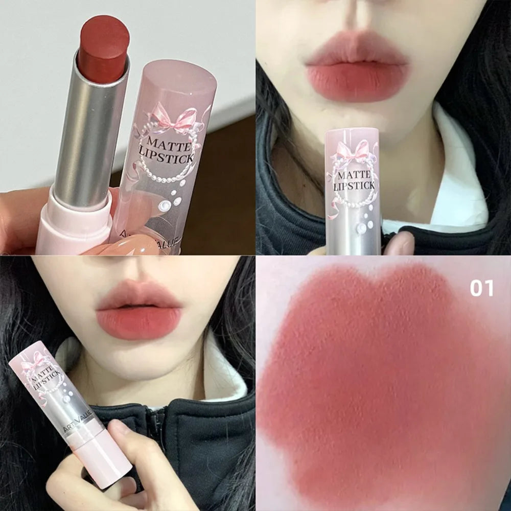 Velvet Matte Glitter Lipstick – Nude Brown Long-Lasting