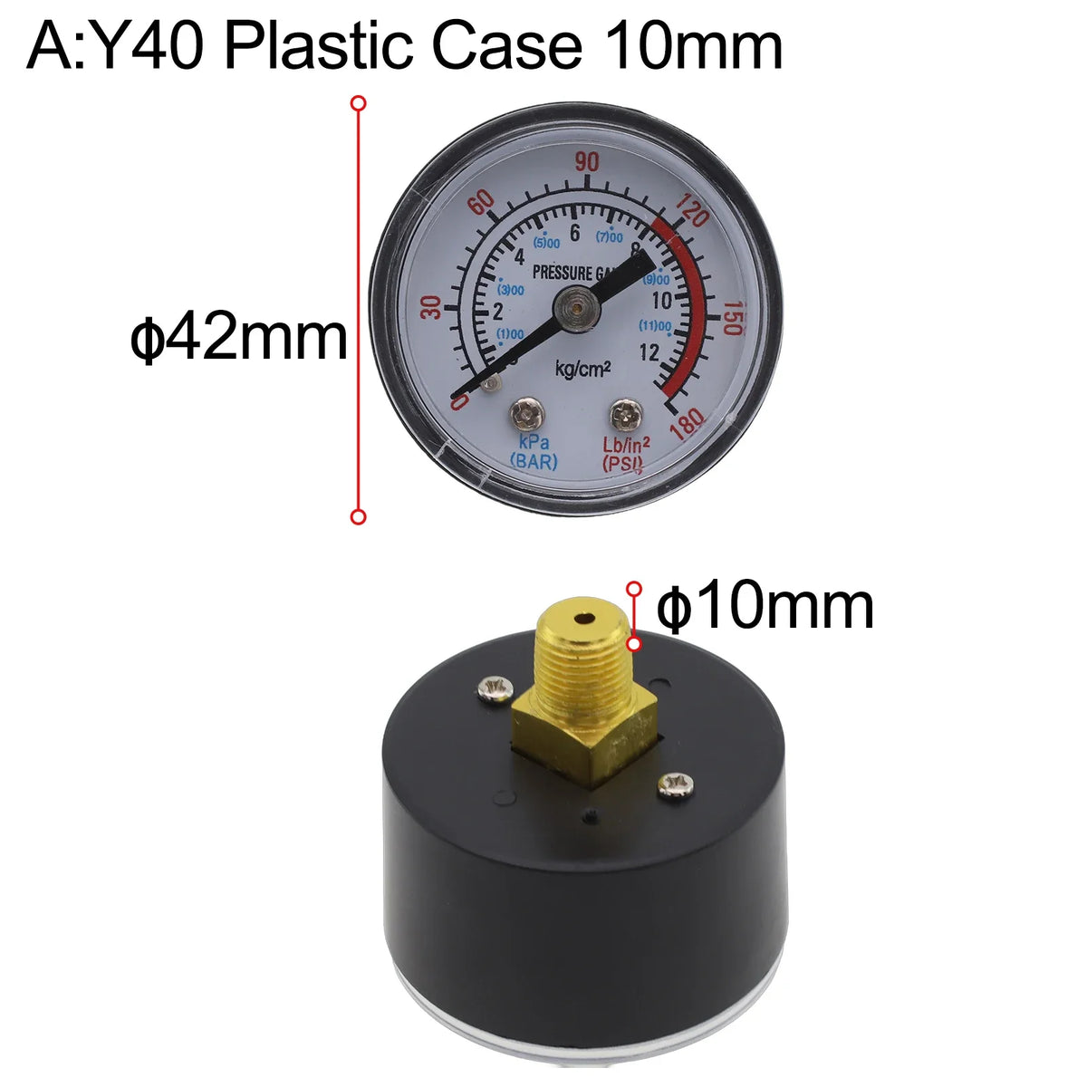 Y40/Y50 Pressure Gauge 0–180 PSI | Air, Gas, Water & Fuel
