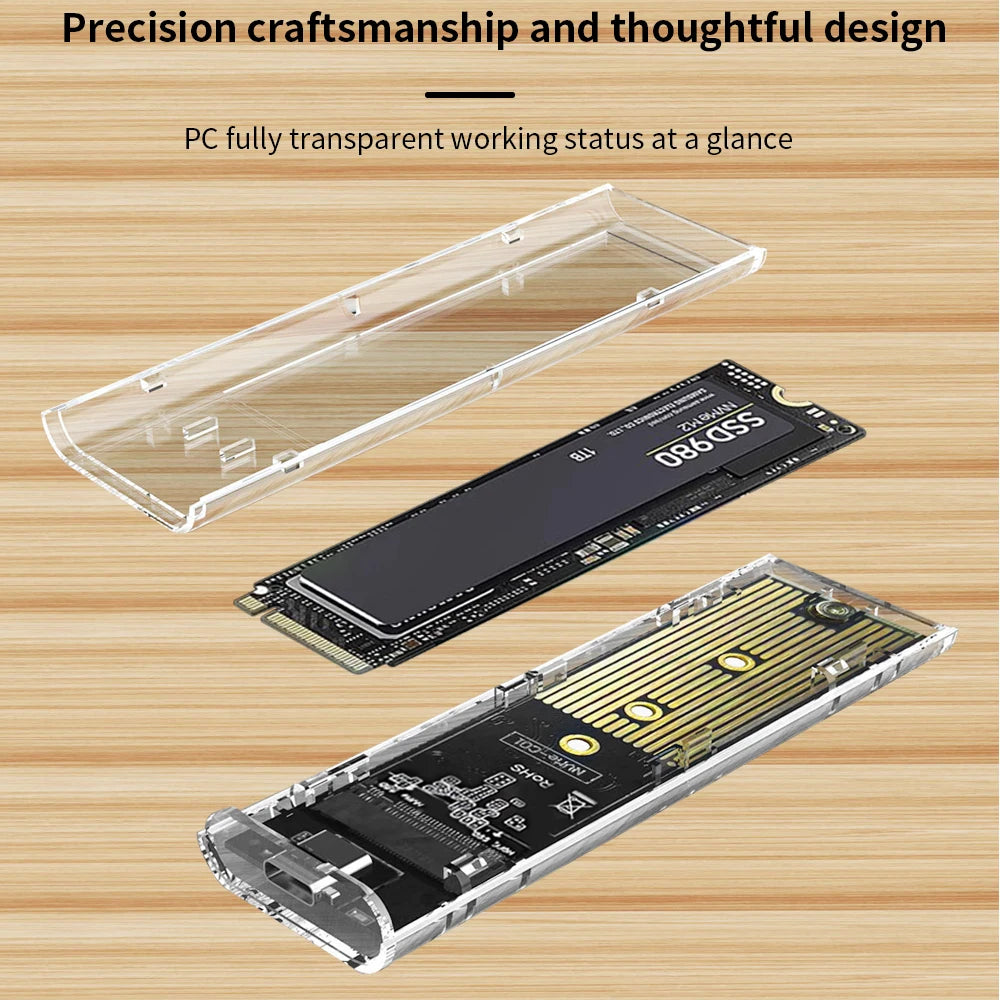TISHRIC M.2 NVMe NGFF SSD Enclosure USB 3.1 Type-C 10Gbps SSD Enclosure PRIMED