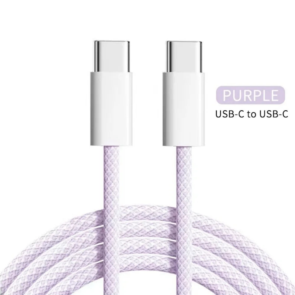 USB-C to USB-C PD 60W Fast Charging Cable 1M/1.5M/2M USB-C Charging Cable PRIMED Purple 2m